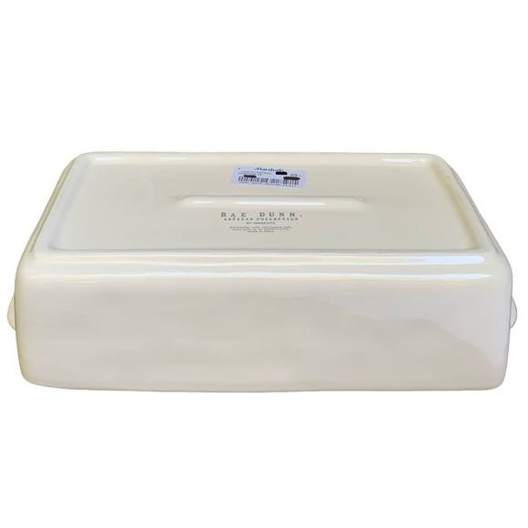 Rae Dunn STUFFED Baking Dish Pan White Black Large Letters Dimples NWT 2017 OG - Picture 9 of 16